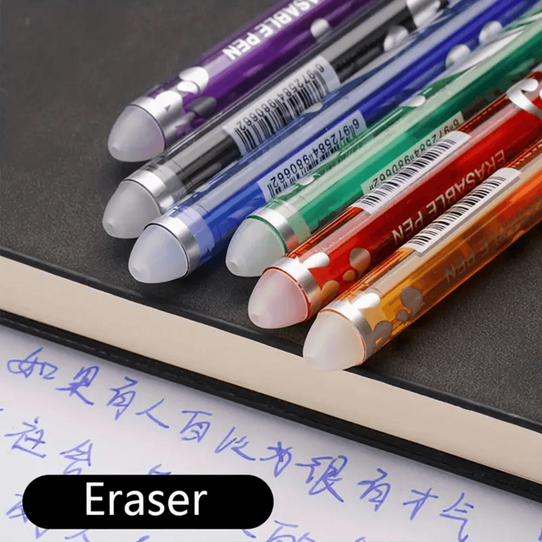 Vibrant Erasable Gel Pen Set - 6 Colors + 30 Refills for Fun & Mess-Free Writing! - Made2Motivate