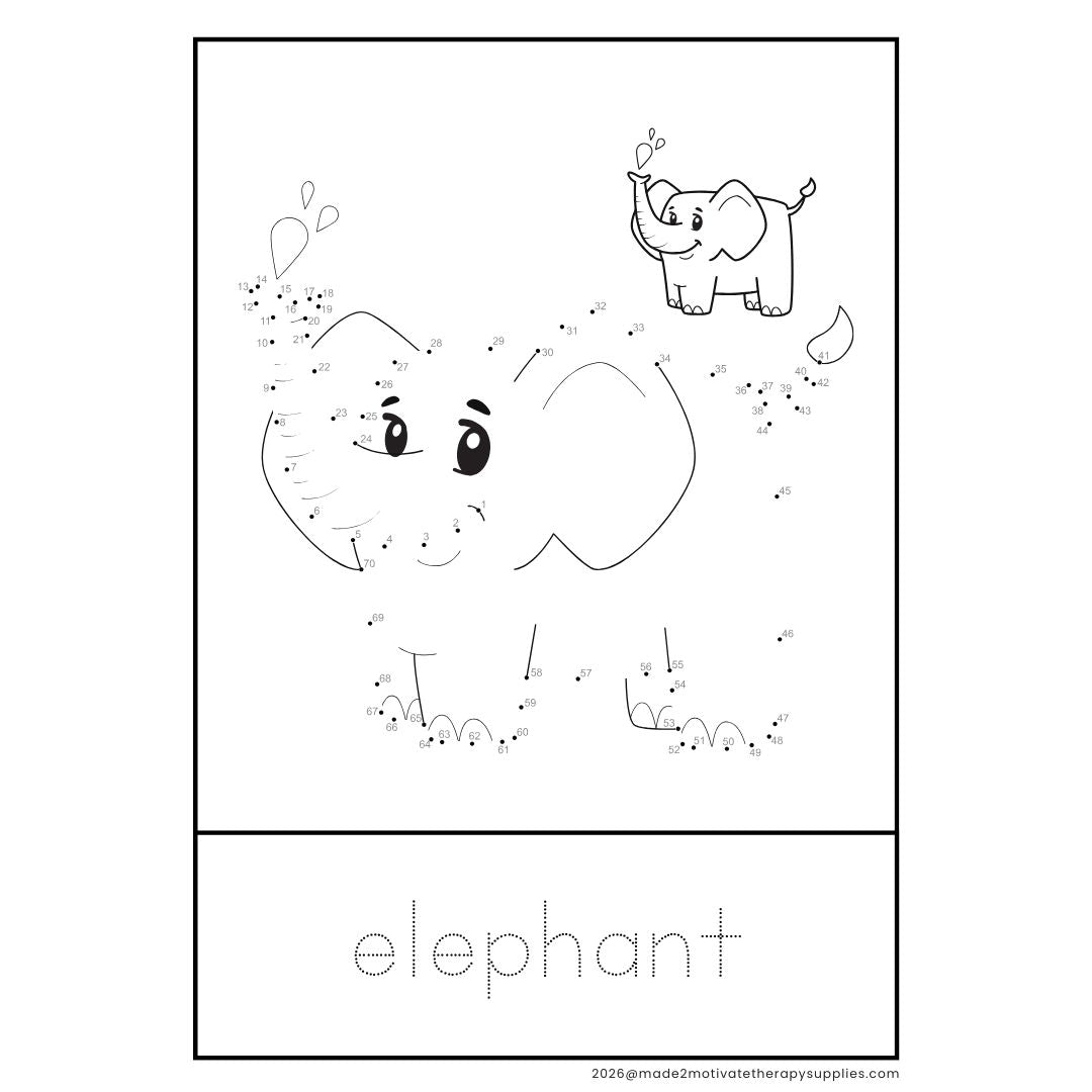 36 Dot-to-Dot Animal Printables with Letter Tracing