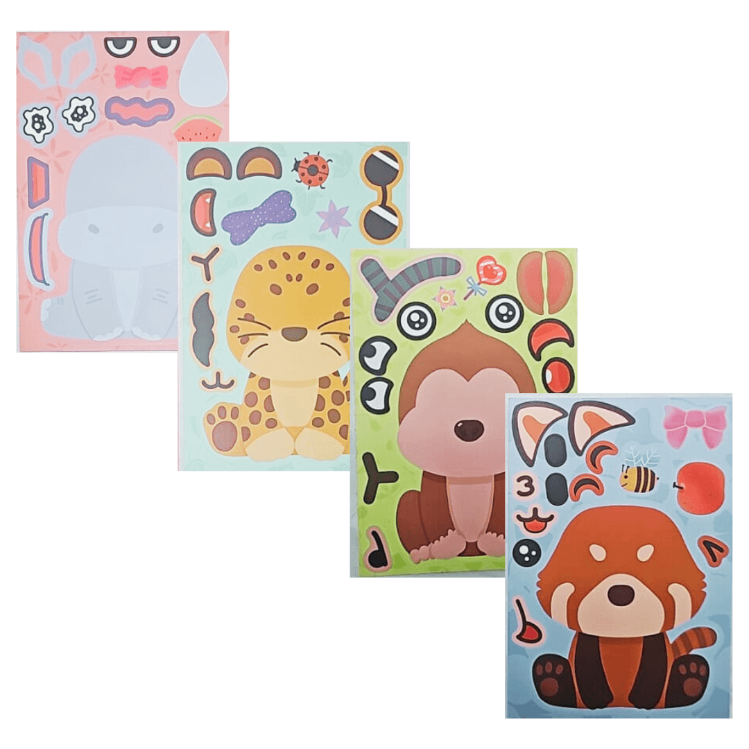 Animal Theme Sticker Set β 8-Piece Interactive DIY Stickers
