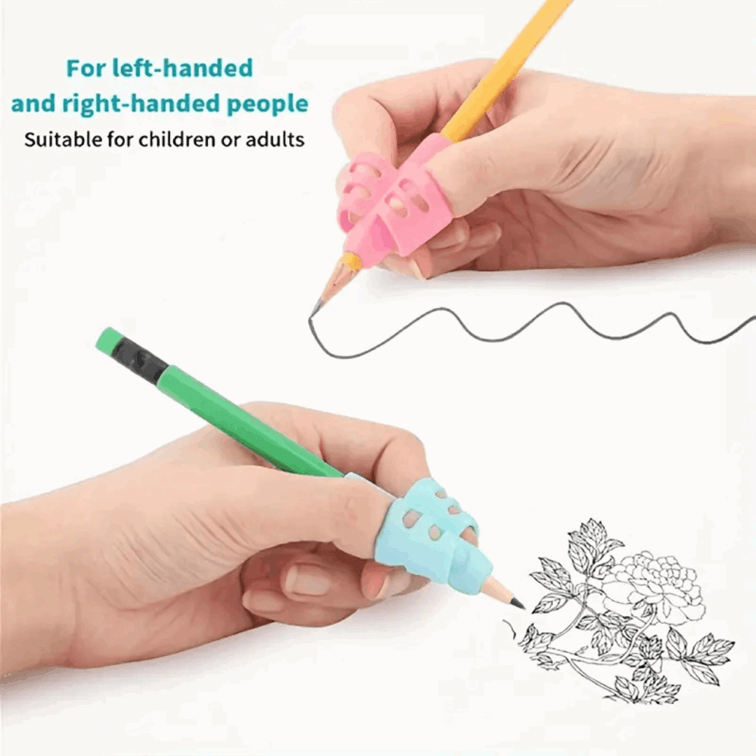 Multicolor Pencil Grippers β 4 Pack Ergonomic Writing Aids for Kids & Adults to Improve Grip & Comfort