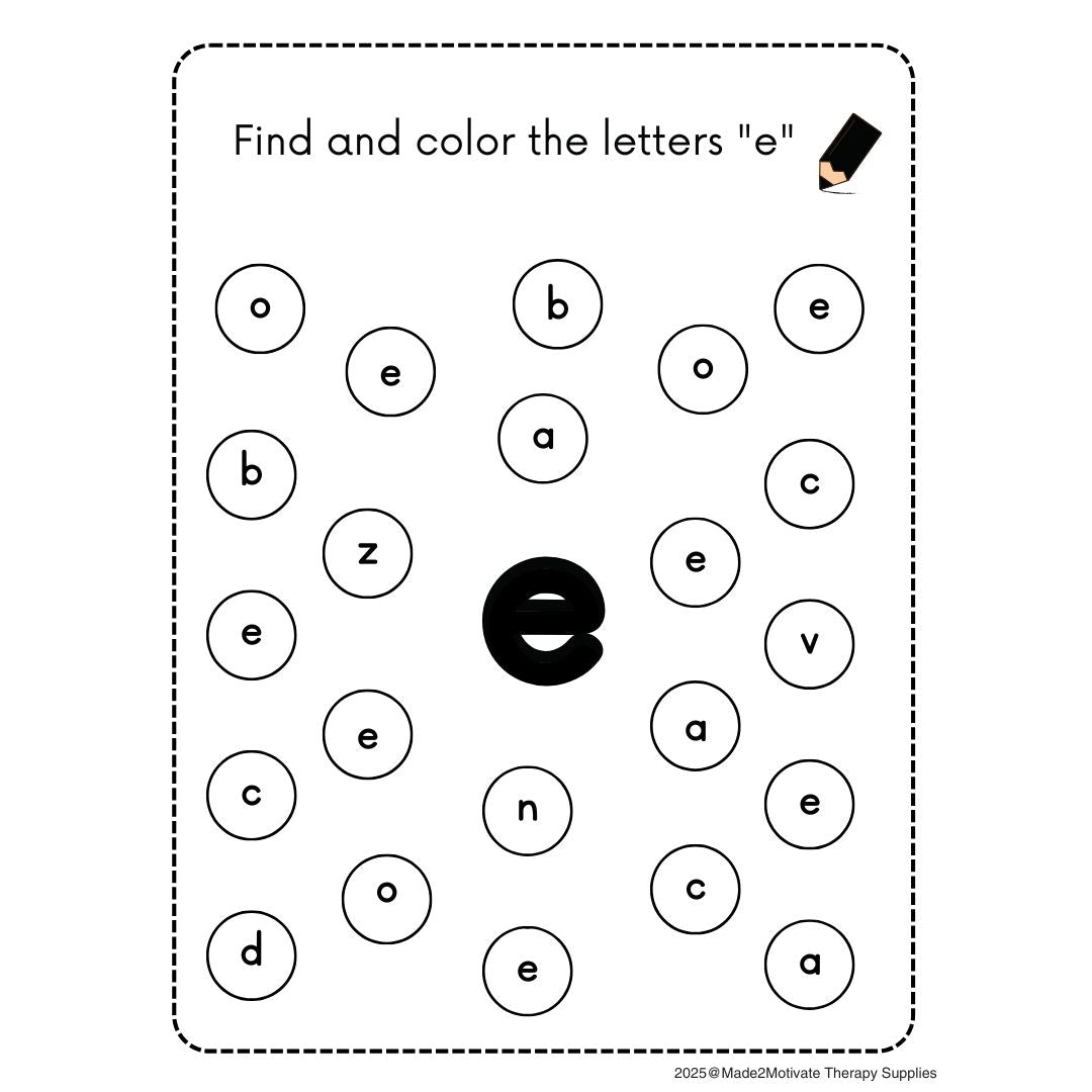 Alphabet Letter Find & Color Activity Workbook (A-Z Printable PDF)