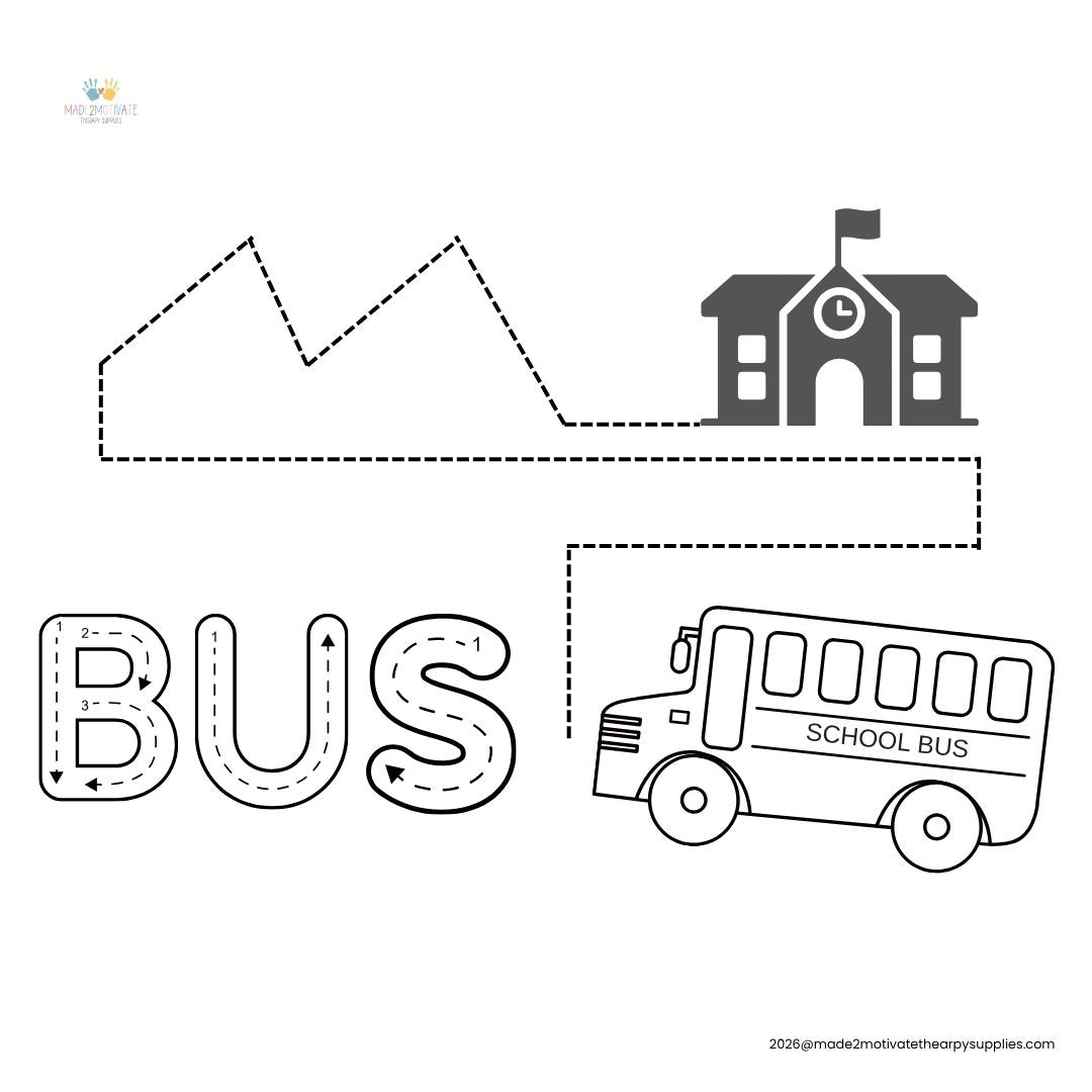 BUS Letter Tracing & Line Path Activity (Printable) - Back to School Theme