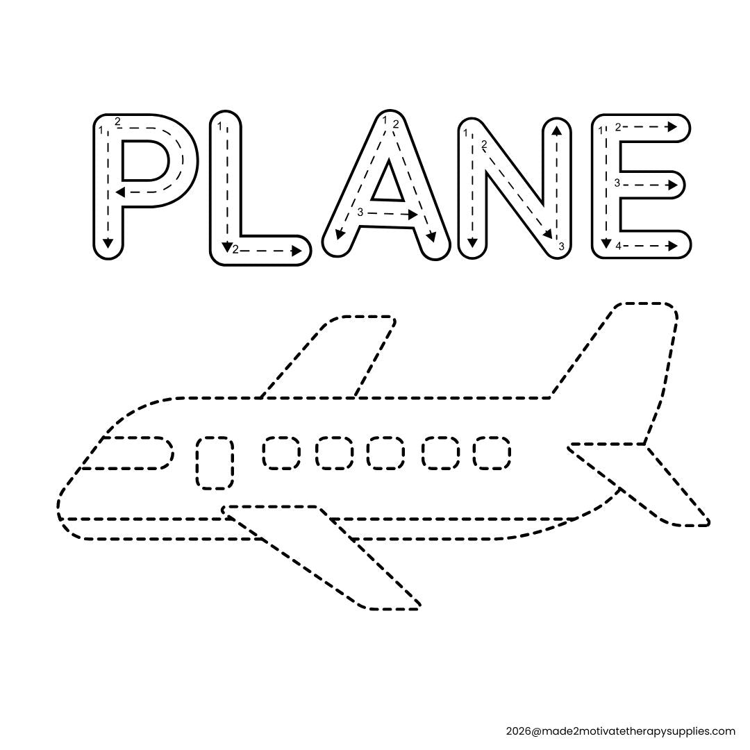 Plane/Airplane Letter & Tracing Worksheet (Printable) - Transportation Theme