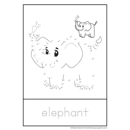 36 Dot-to-Dot Animal Printables with Letter Tracing