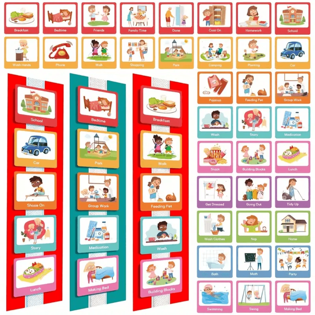 60-Piece Visual Schedule Cards Set | Daily Routine & Activity Chart for Kids