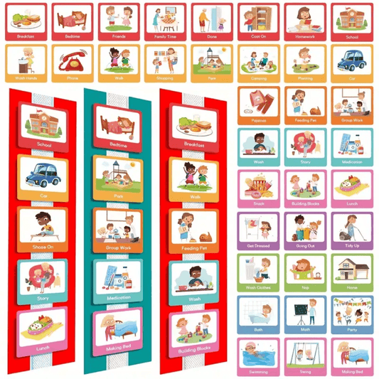 60-Piece Visual Schedule Cards Set | Daily Routine & Activity Chart for Kids