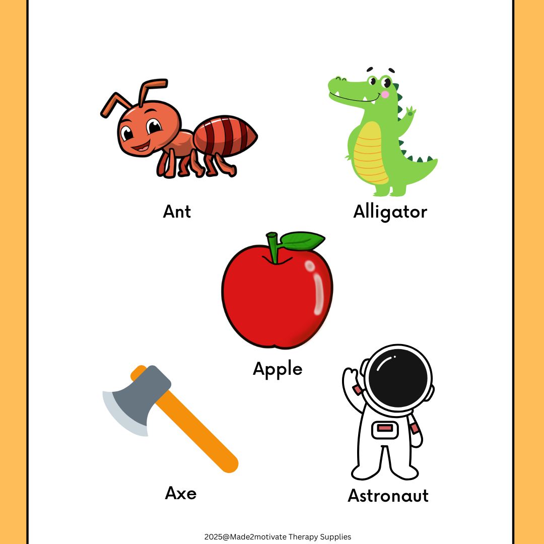 Alphabet Cut & Paste Vocabulary Pack (A-E) - Phonics & Fine Motor Skills