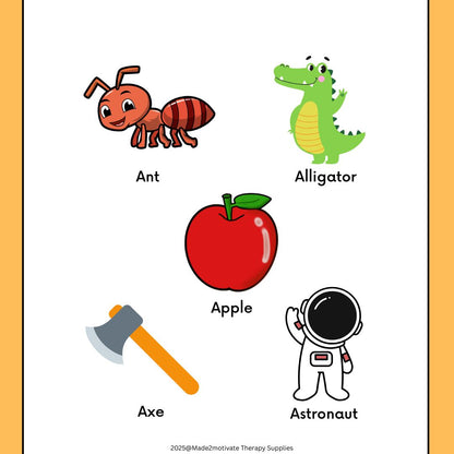 Alphabet Cut & Paste Vocabulary Pack (A-E) - Phonics & Fine Motor Skills
