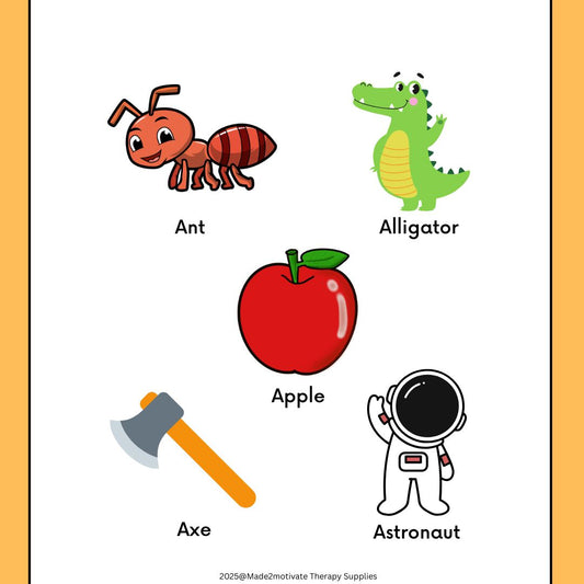 Alphabet Cut & Paste Vocabulary Pack (A-E) - Phonics & Fine Motor Skills
