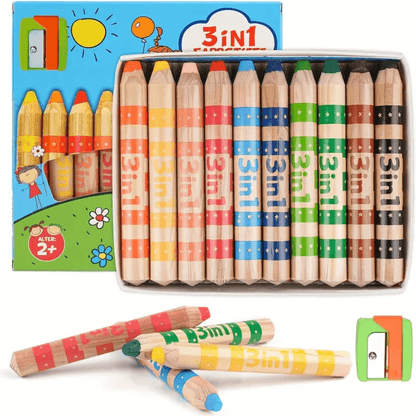 3-in-1 Jumbo Colored Pencils Set for Kids