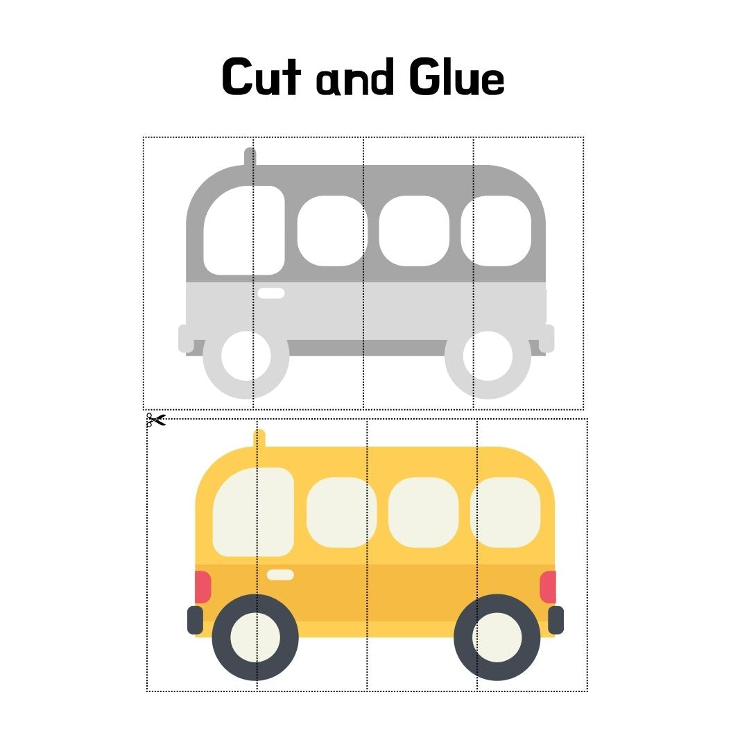 Cut and Glue Bus Activity Printable – Fine Motor Skills Practice for Kids