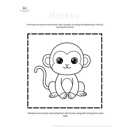 Jungle Animal Tracing & Cutting Pack | Free Pre-K Printable