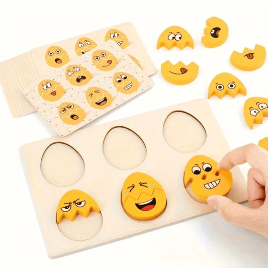 Eggspressions Wood Mood Matching Puzzle Board – Learn, Play, and Build Emotional Intelligence! - Made2Motivate
