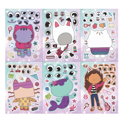 Gabby's Dollhouse Make a Face Puzzle Sticker 6 sheets