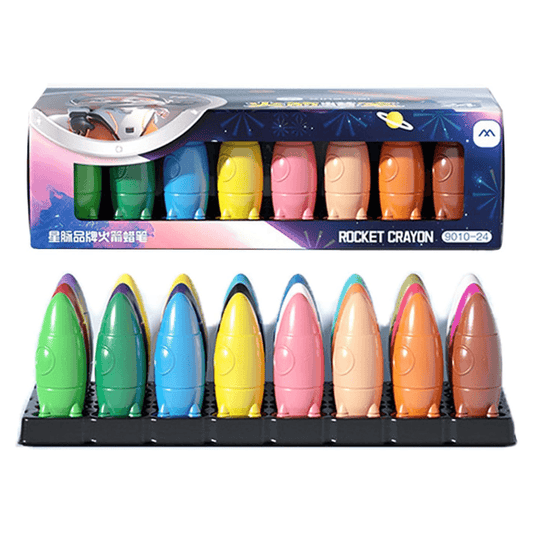 Rocket-Shaped Crayon Set – Vibrant Colors for Creative Fun!