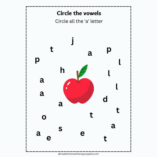 Printable Vowel Recognition Activity Book Circle the Vowels Worksheet Packet (A, E, I, O, U)