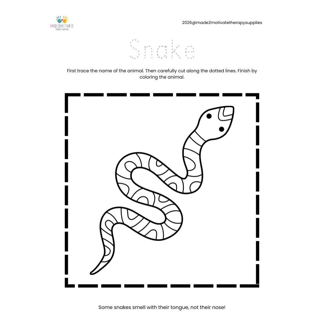 Rainforest Animal Fine Motor Activity Pack Tracing Cutting & Coloring Worksheets Pre-K