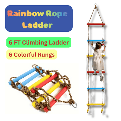 Rainbow Rope Ladder – 6FT Colorful Climbing Ladder for Kids