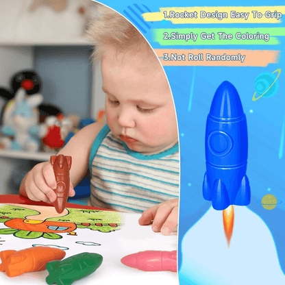 Rocket-Shaped Crayon Set – Vibrant Colors for Creative Fun!