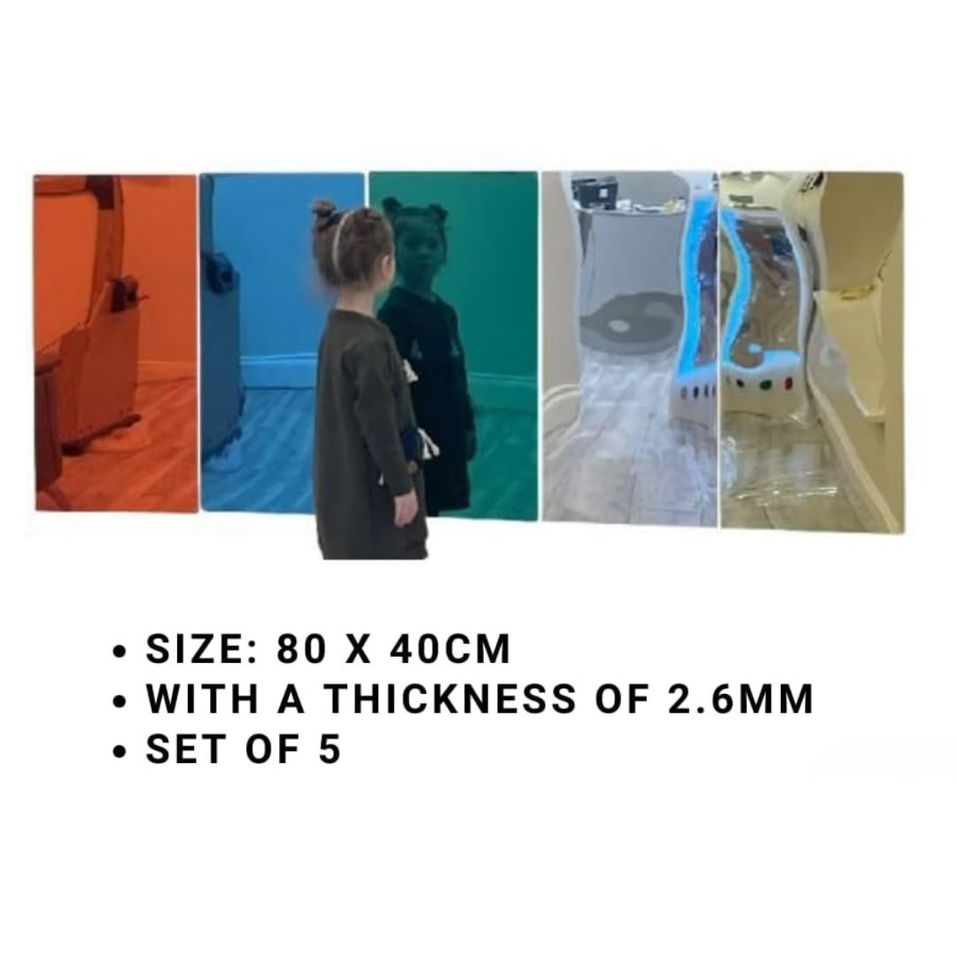 Acrylic Shatterproof Mirrors – Set of 5 Safety Wall Mirrors for Sensory Rooms and Early Learning