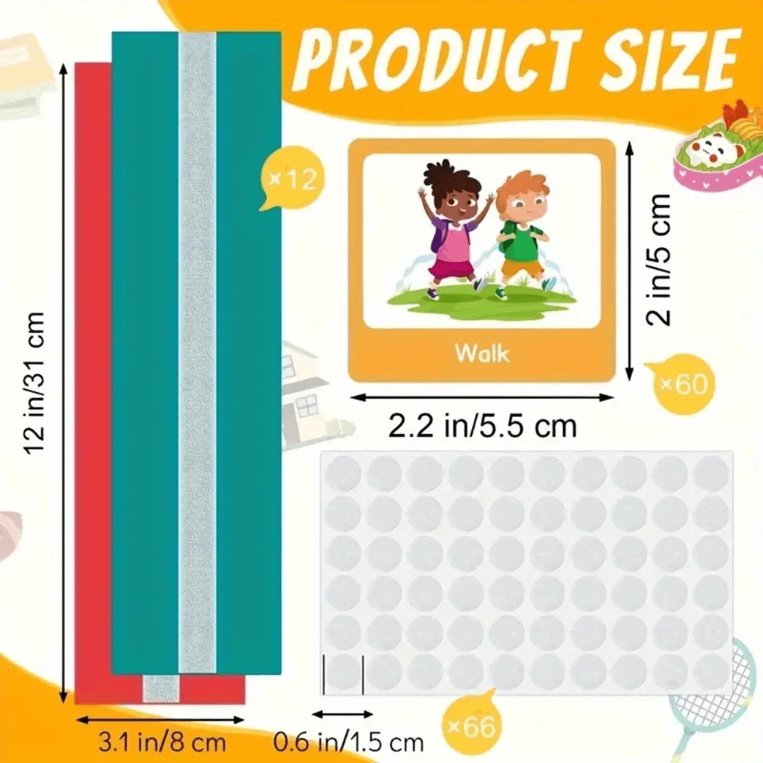 60-Piece Visual Schedule Cards Set | Daily Routine & Activity Chart for Kids