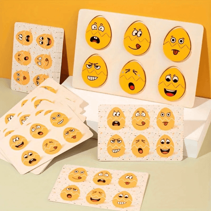 Eggspressions Wood Mood Matching Puzzle Board – Learn, Play, and Build Emotional Intelligence! - Made2Motivate
