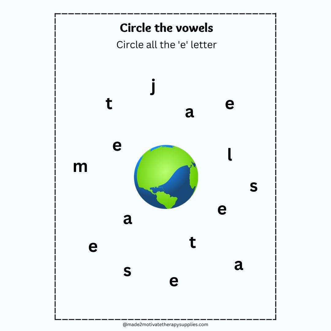 Printable Vowel Recognition Activity Book Circle the Vowels Worksheet Packet (A, E, I, O, U)