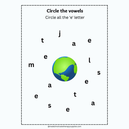 Printable Vowel Recognition Activity Book Circle the Vowels Worksheet Packet (A, E, I, O, U)