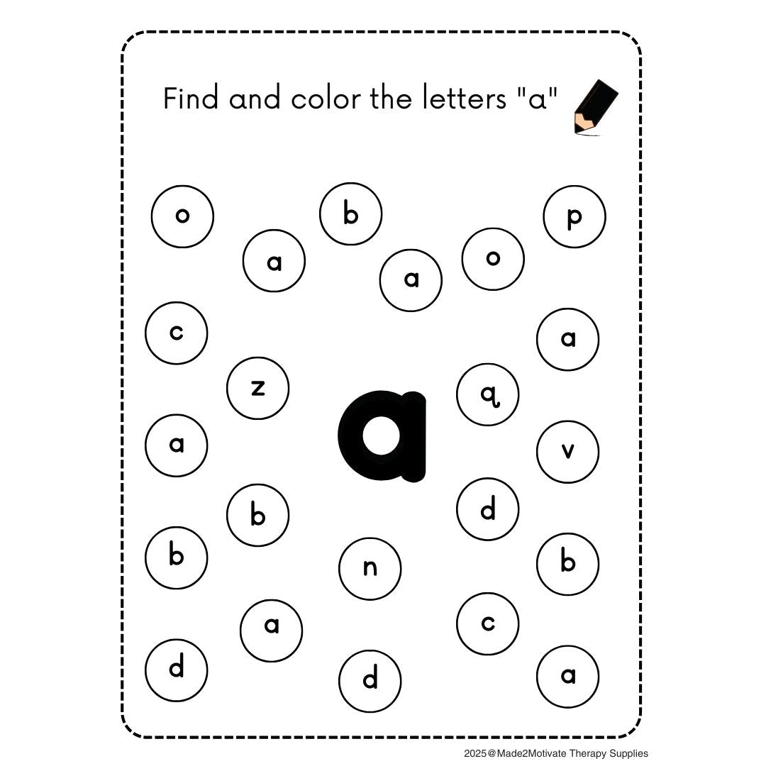 Alphabet Letter Find & Color Activity Workbook (A-Z Printable PDF)