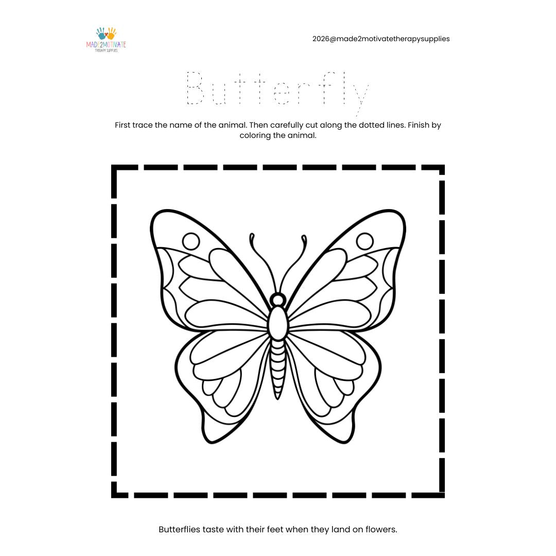 Rainforest Animal Fine Motor Activity Pack Tracing Cutting & Coloring Worksheets Pre-K