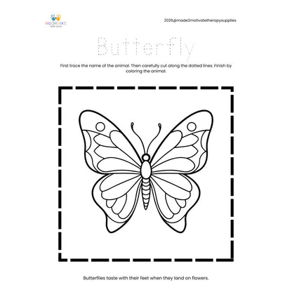 Rainforest Animal Fine Motor Activity Pack Tracing Cutting & Coloring Worksheets Pre-K