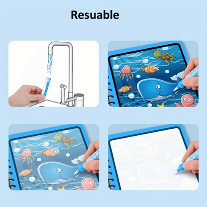 Sea Theme Magic Water Coloring Book – Reusable Fun for Kids!