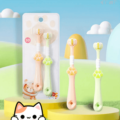 TinyPaws 3-Sided Toothbrush – Set of 2, For Faster, Fun Brushing! - Made2Motivate