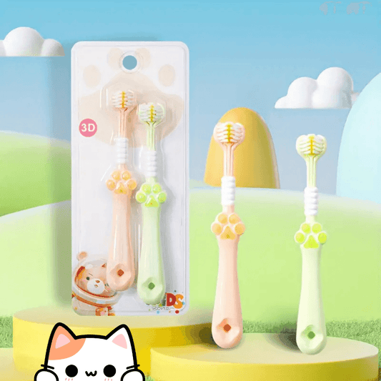 TinyPaws 3-Sided Toothbrush – Set of 2, For Faster, Fun Brushing! - Made2Motivate