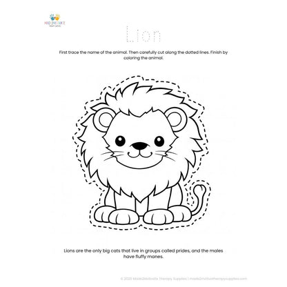 Jungle Animal Tracing, Cutting & Coloring Pack: Curved Line Skill Builder