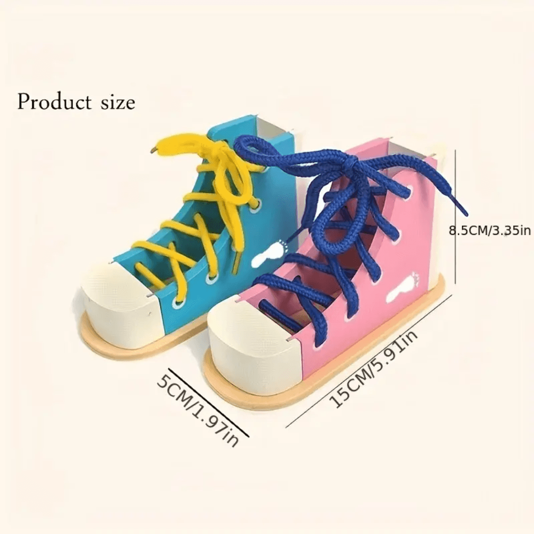 Montessori Wooden Shoelace Learning Toy