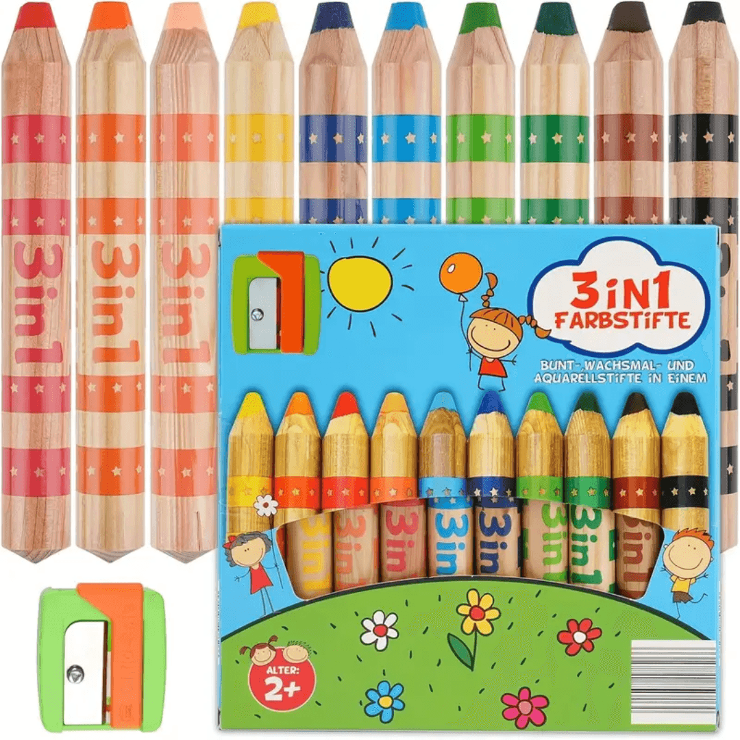 3-in-1 Jumbo Colored Pencils Set for Kids