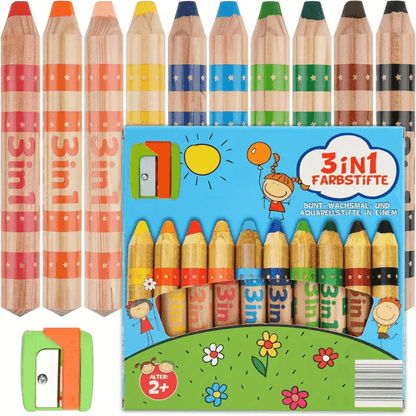 3-in-1 Jumbo Colored Pencils Set for Kids