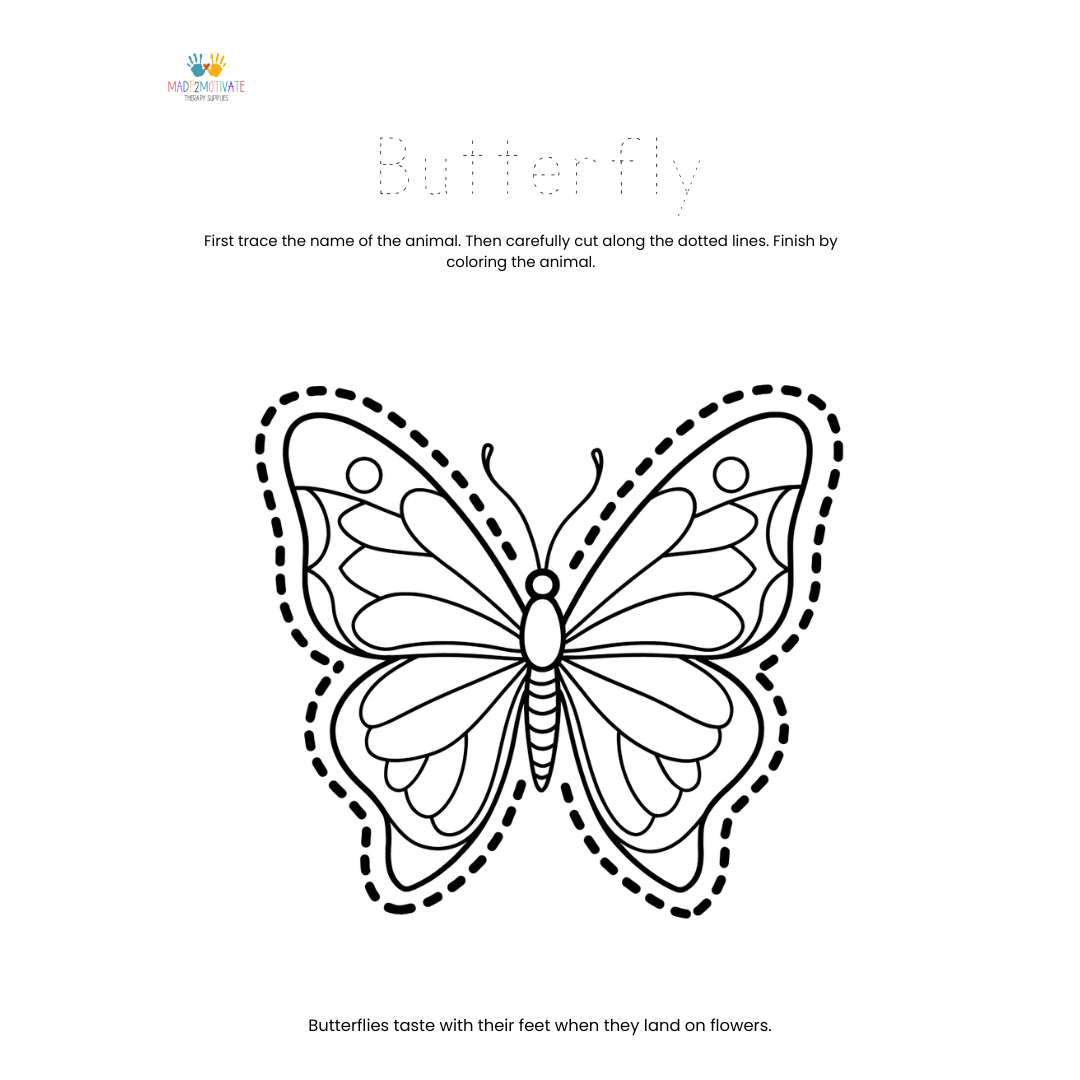 Rainforest Animal Fine Motor Activity Pack Tracing Cutting & Coloring Worksheets