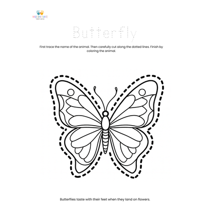 Rainforest Animal Fine Motor Activity Pack Tracing Cutting & Coloring Worksheets