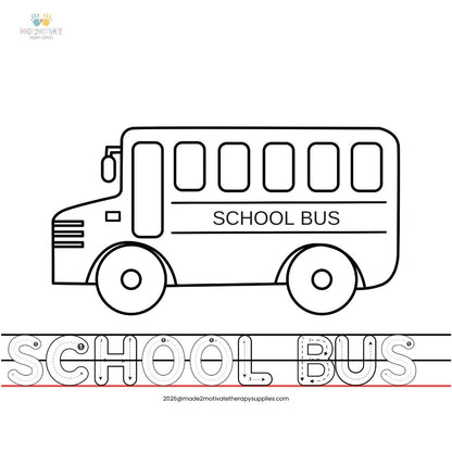 School Bus Coloring Page (Printable) - Back to School & Transportation Theme