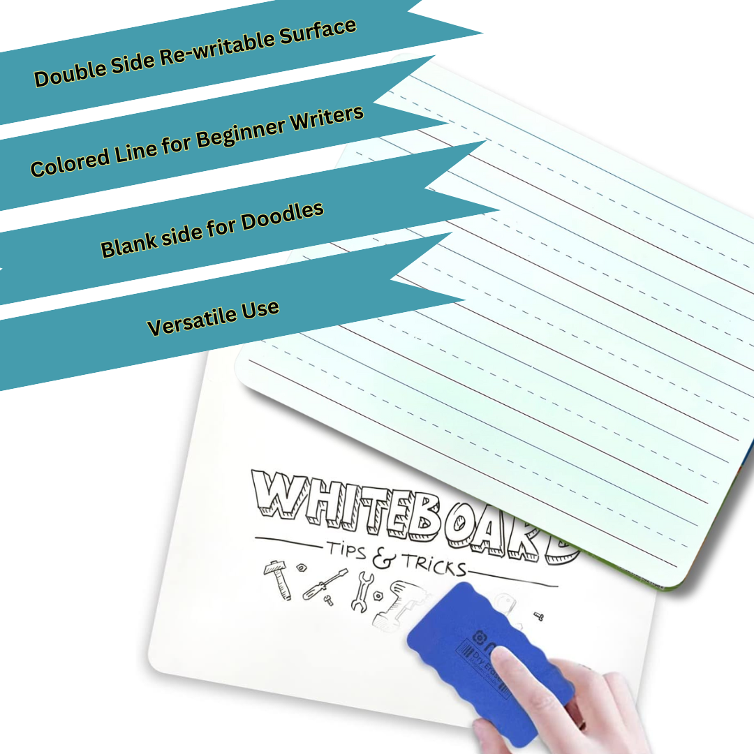 Dry-Erase Frameless A4 Whiteboard – Double-Sided for Writing & Drawing-Set of 5