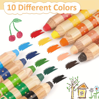 3-in-1 Jumbo Colored Pencils Set for Kids