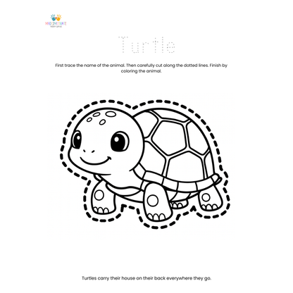 Rainforest Animal Fine Motor Activity Pack Tracing Cutting & Coloring Worksheets