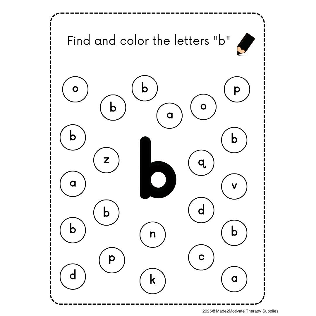 Alphabet Letter Find & Color Activity Workbook (A-Z Printable PDF)