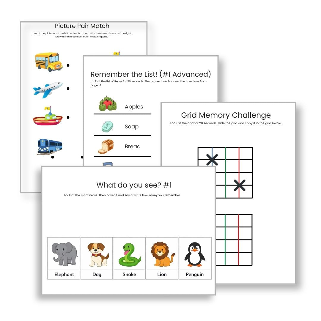 Working Memory Activity Packet (Ages 7–15) | 55+ Worksheets & 10 Proven Strategies
