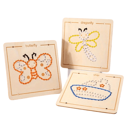 Wood Embroidery Kit - 4pc Set for Creative Stitching & Fine Motor Fun! - Made2Motivate