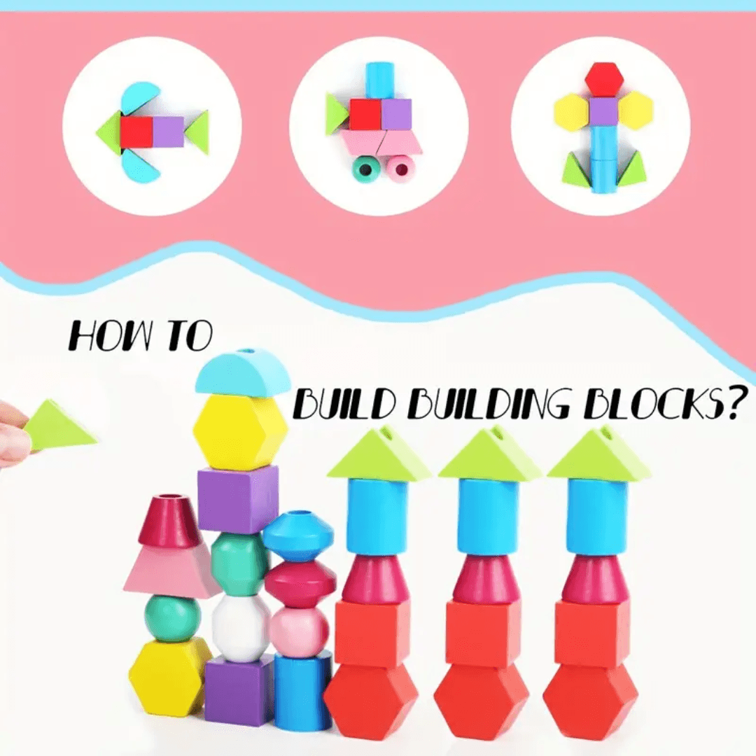 Wooden Stacking &  Lacing Bead Set – Engaging Educational Toy for Kids - Made2Motivate