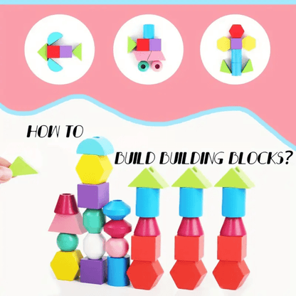 Wooden Stacking &  Lacing Bead Set – Engaging Educational Toy for Kids - Made2Motivate