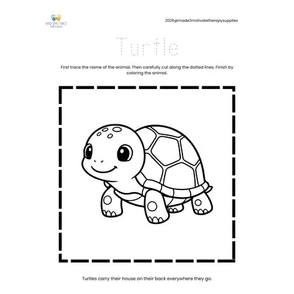 Rainforest Animal Fine Motor Activity Pack Tracing Cutting & Coloring Worksheets Pre-K
